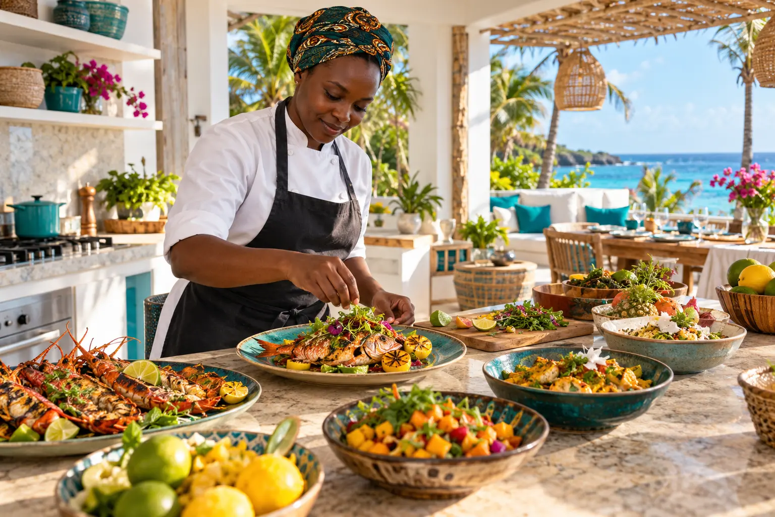 A chef preparing a private coastal meal