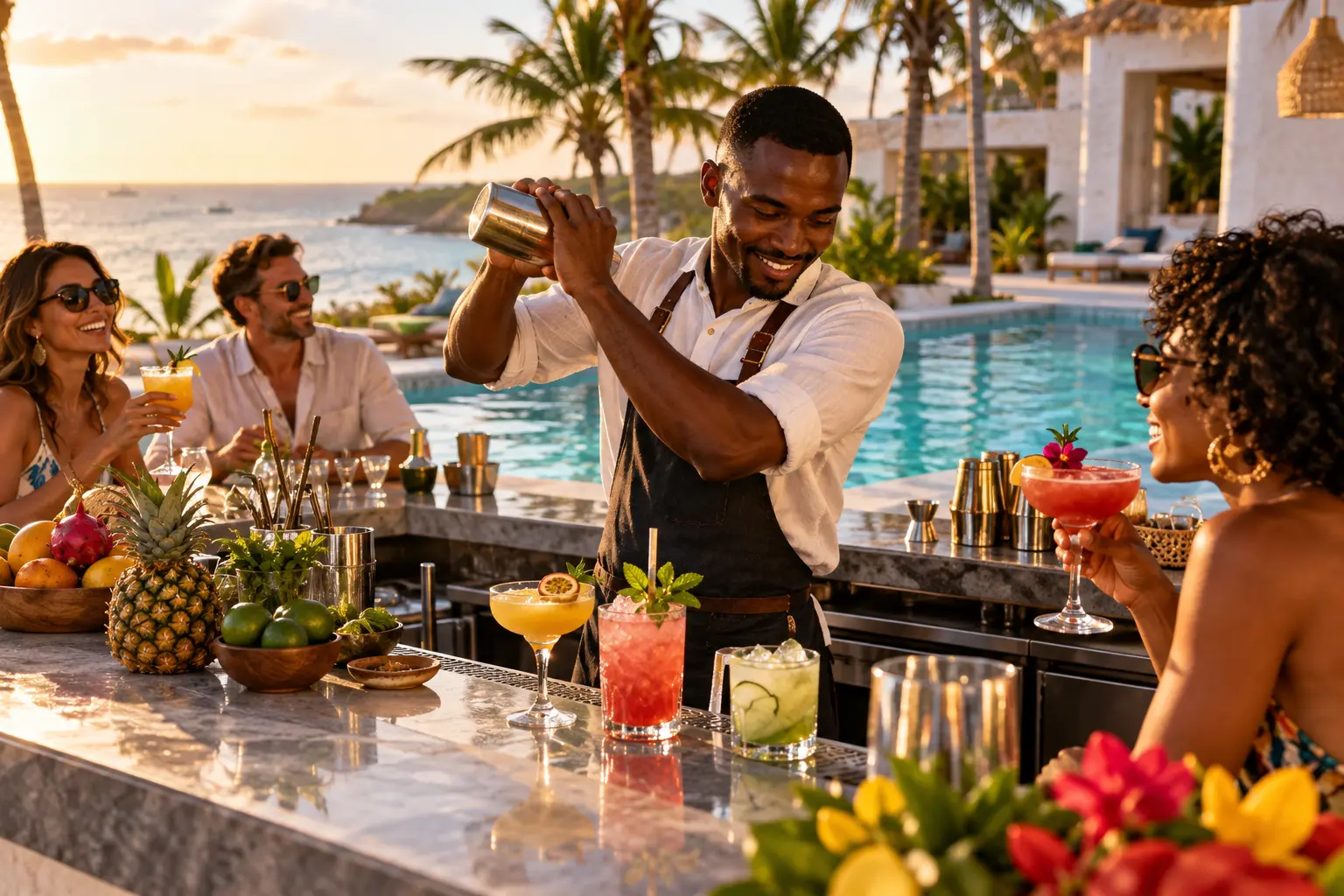 A mixologist preparing drinks for a private gathering