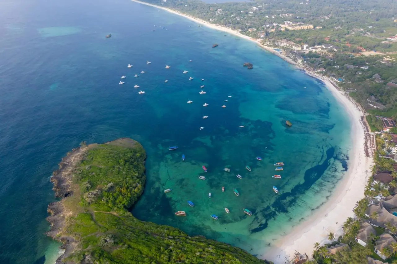Aerial view of Watamu's coastline